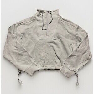 JONATHAN SIMKHAI Zella Pullover Zip Terry Fleece Sweater Cropped Size Large Aqua